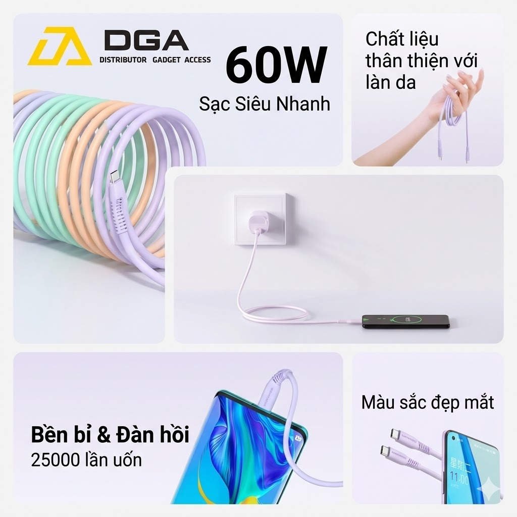 Cáp sạc nhanh Movespeed CT04 PD 60W 1M – Sạc nhanh, truyền dữ liệu 480Mbps - Chính hãng VN