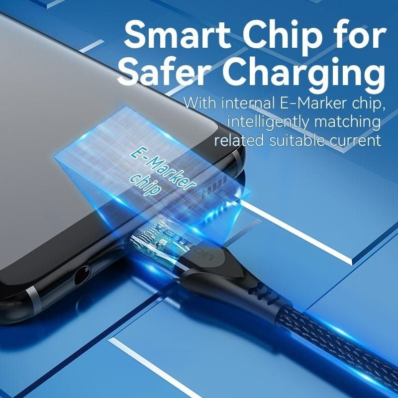 Cáp Type C (Thunderbolt) Kiêm Sạc Nhanh Vention Chuẩn USB C3.1 TAH (5A/100W, 10Gbps, 4K@60Hz, Cotton Braided, 1M)