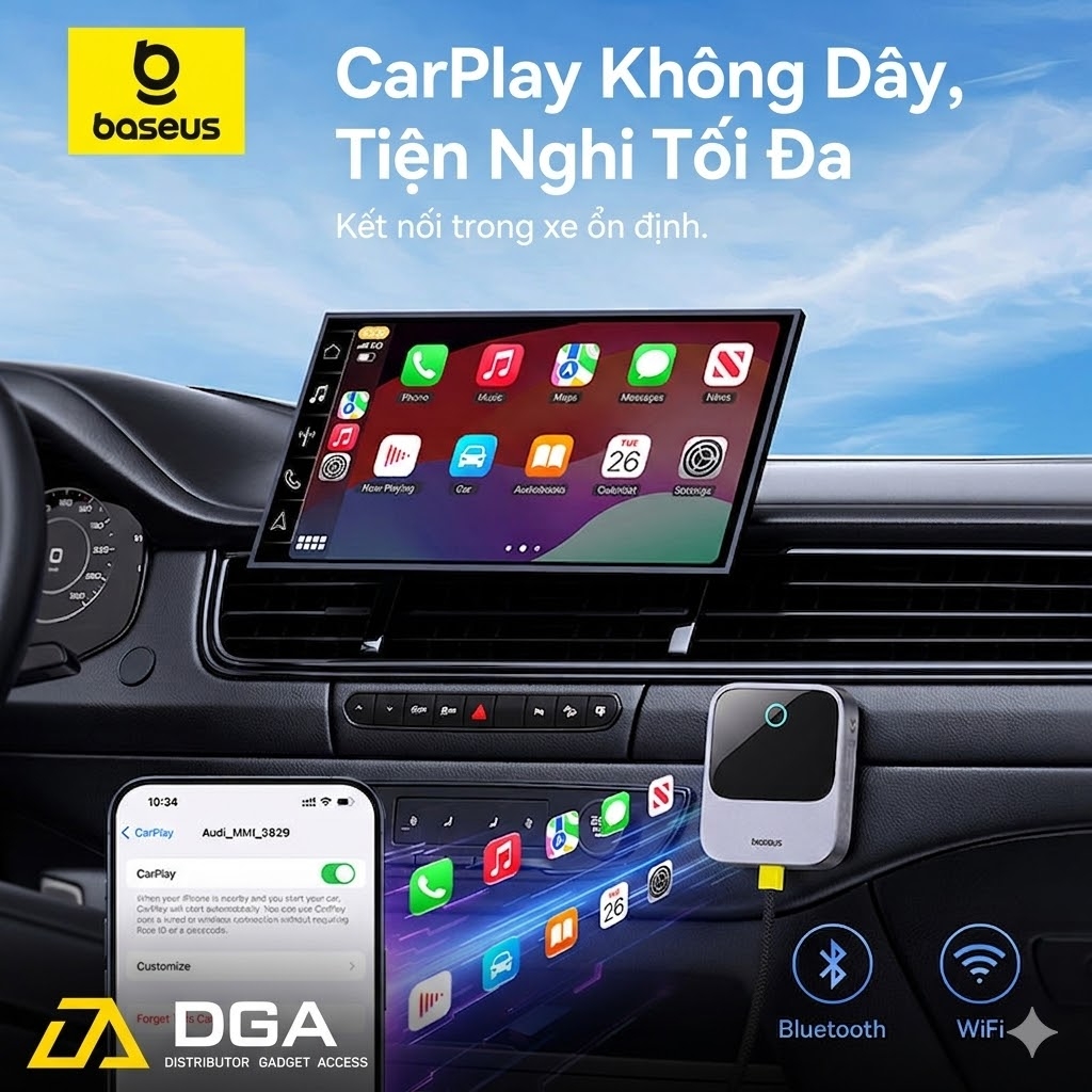 Carplay Không Dây Baseus SafeJourney Series (Dual-screen Control)