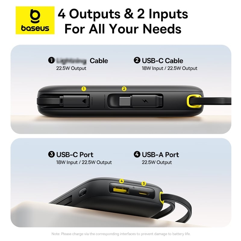 Pin sạc dự phòng Baseus EnerFill FC31 20000mAh 22.5W (Digital Display, with 2 Built-in Cables)