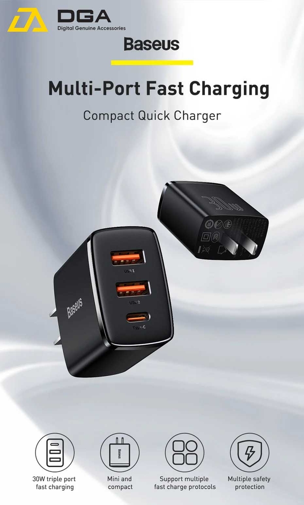 Cóc sạc nhanh siêu nhỏ gọn Baseus Compact Quick Charger 30W