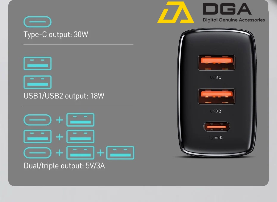 Cóc sạc nhanh siêu nhỏ gọn Baseus Compact Quick Charger 30W