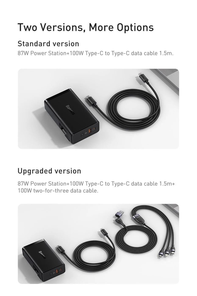 Sạc dự phòng tích hợp cóc sạc Baseus Power Station 4 Hybrid GaN công suất 10000mAh 87W  Power Bank Adaptor
