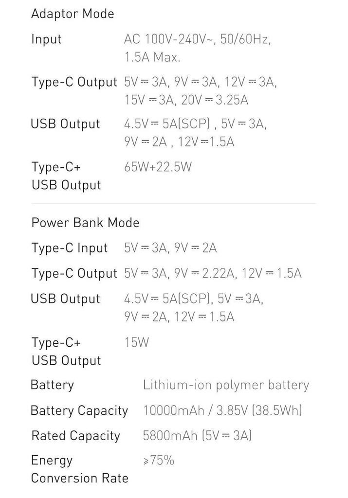 Sạc dự phòng tích hợp cóc sạc Baseus Power Station 4 Hybrid GaN công suất 10000mAh 87W  Power Bank Adaptor