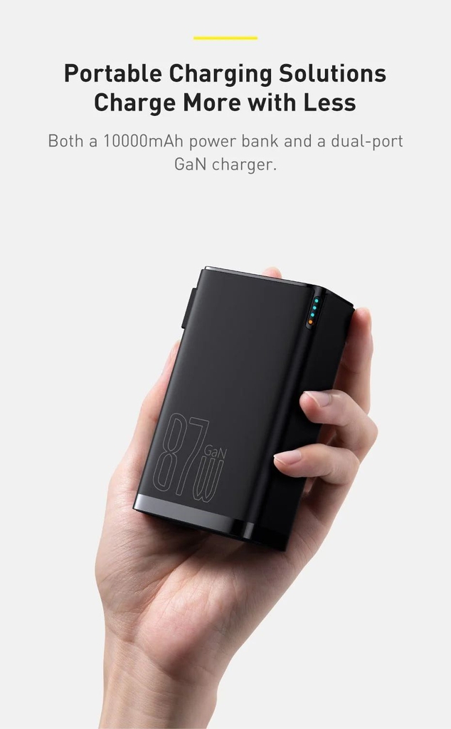 Sạc dự phòng tích hợp cóc sạc Baseus Power Station 4 Hybrid GaN công suất 10000mAh 87W  Power Bank Adaptor