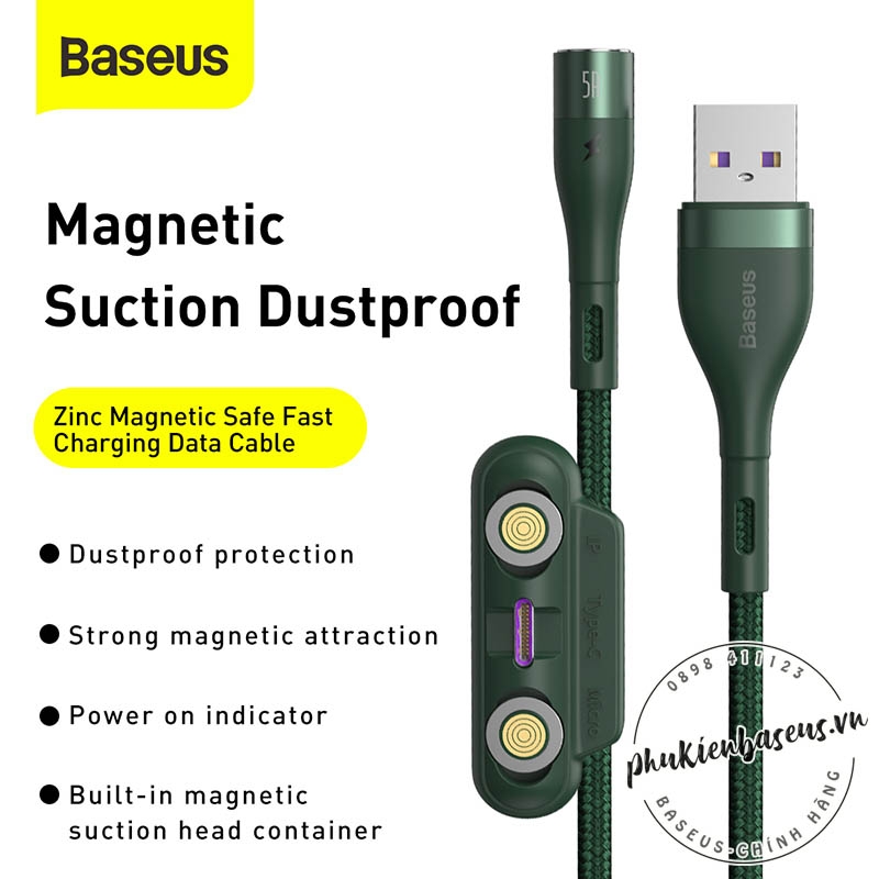 Cáp từ hỗ trợ sạc nhanh Baseus Zinc Magnetic Gen5 Safe Fast Charging Cable
