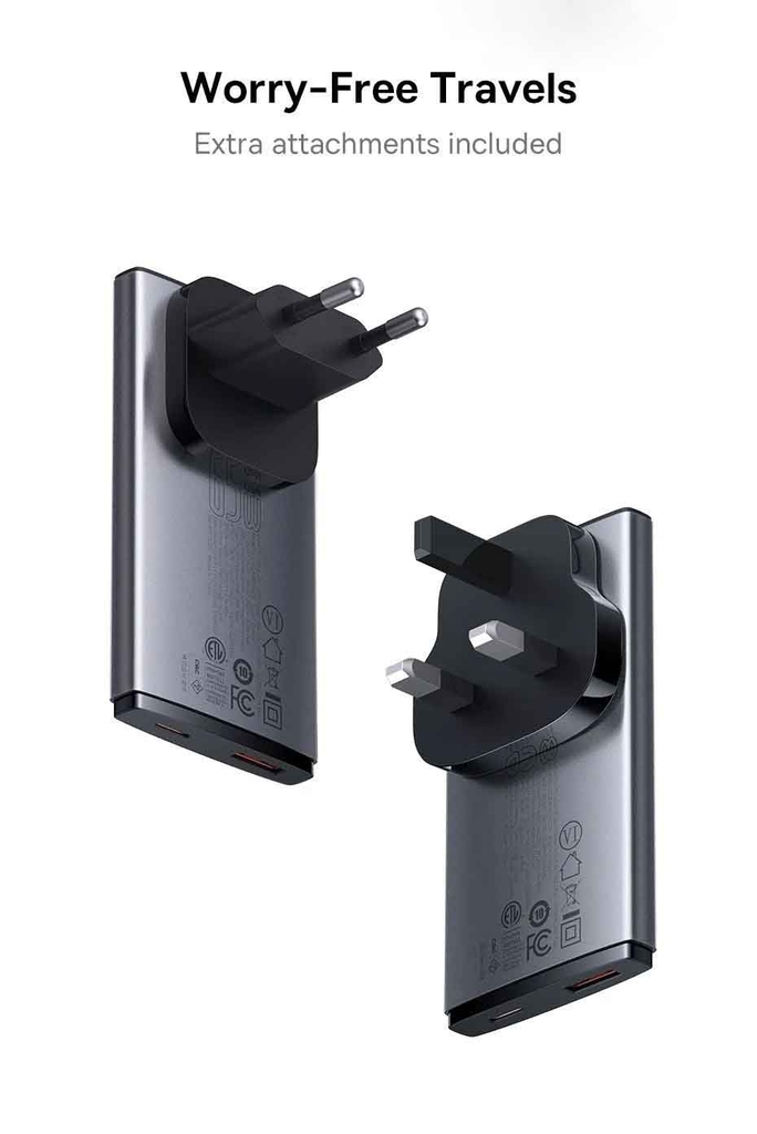 Củ sạc Baseus 65W GaN5 Pro Ultra-Slim siêu mỏng kèm cáp sạc 100W