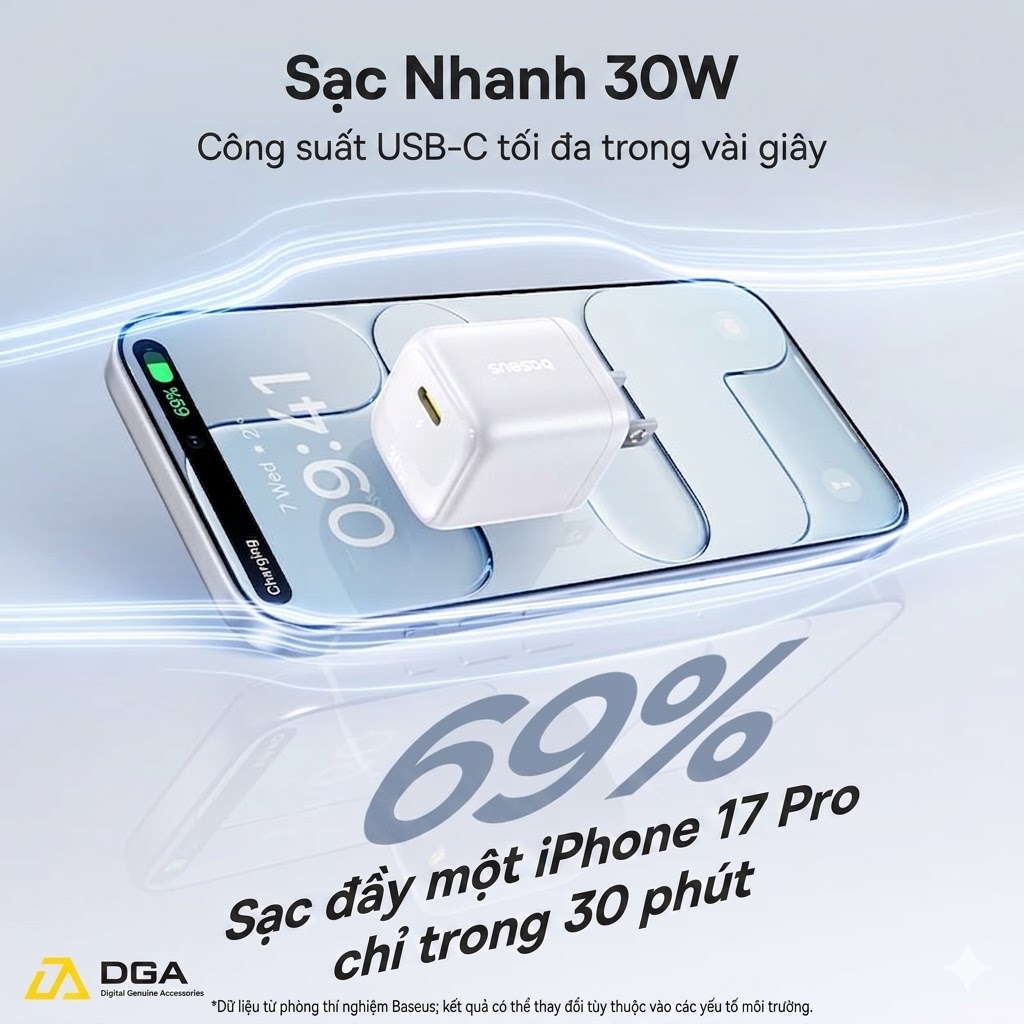 Củ Sạc Nhanh Baseus EnerFill FN22 30W (1*Type-C port, iPhone / iPad / Samsung)
