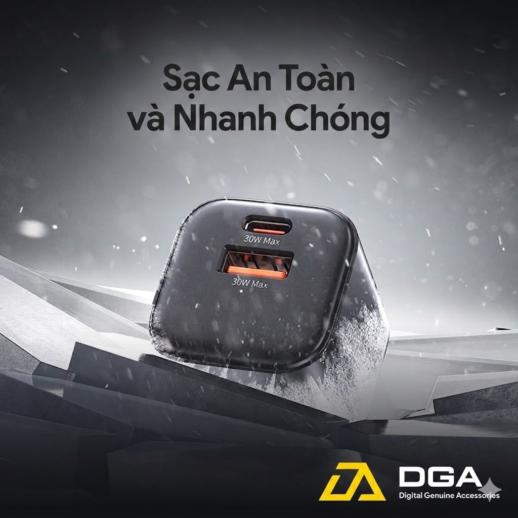 Củ Sạc Nhanh GaN 30W USAMS CC270: 2 Cổng Nhỏ Gọn, Quốc Dân