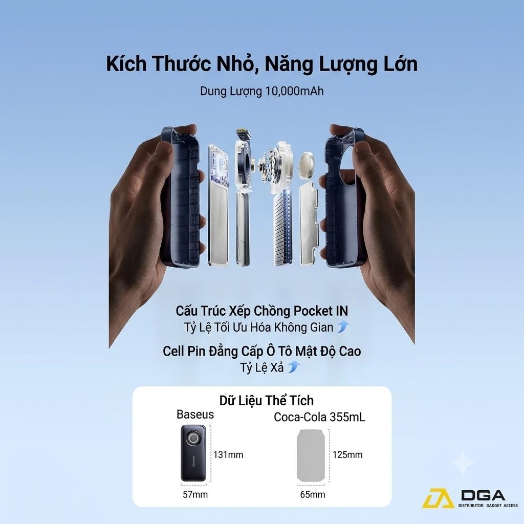Pin Dự Phòng Baseus EnerCore CR11 10000mAh 45W (1*Type-C port, with Type-C Retractable Cable, Digital Display)