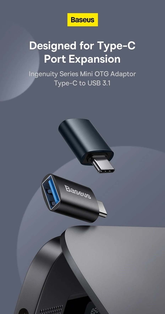 Đầu chuyển OTG Type C to USB 3.1 tốc độ cao Baseus Ingenuity Series Mini OTG Gen2