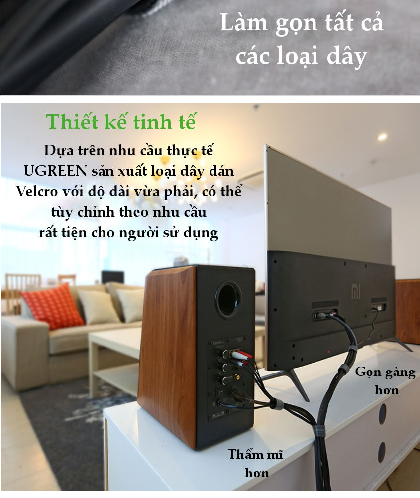 Dây dán, quấn cáp Velcro UGREEN LP124 Cable Organizer