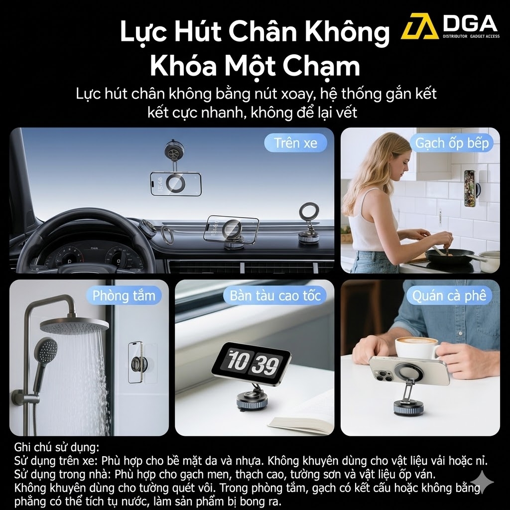 Đế Giữ Điện Thoại Hút Chân Không Từ Tính Trên Ô Tô USAMS ZJ084 (3-Axis folding, N52 Strong magnetic adsorption, 720° Rotation)