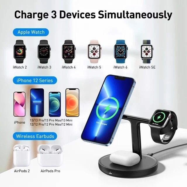 Đế Sạc Không Dây Từ Tính Thông Minh Baseus Swan 3-in-1 Wireless Magnetic Charging Bracket 20W Universal version