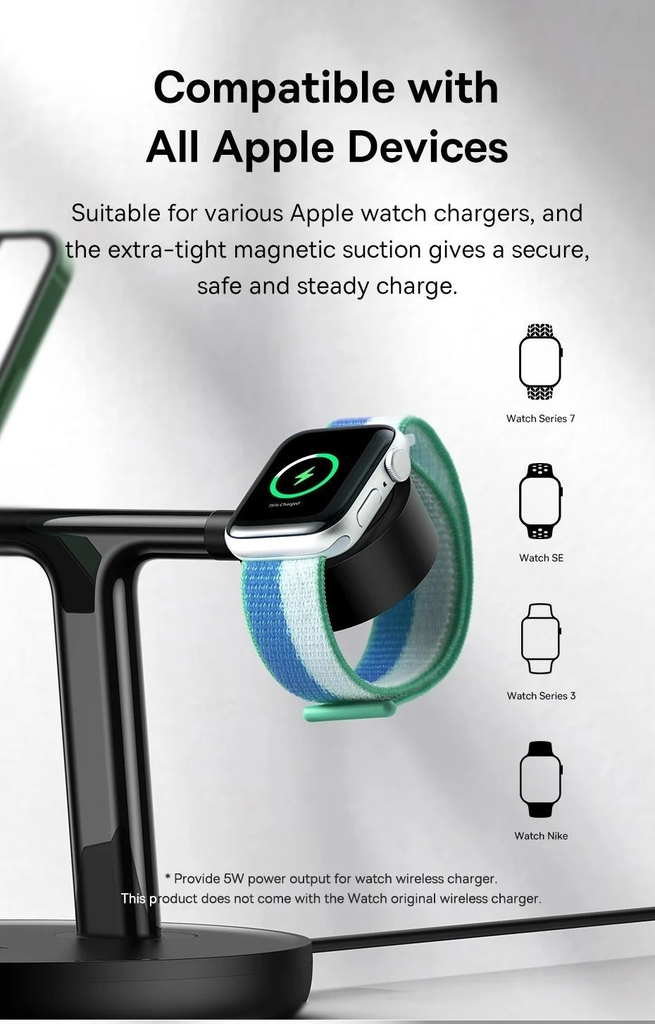 Đế Sạc Không Dây Từ Tính Thông Minh Baseus Swan 3-in-1 Wireless Magnetic Charging Bracket 20W Universal version