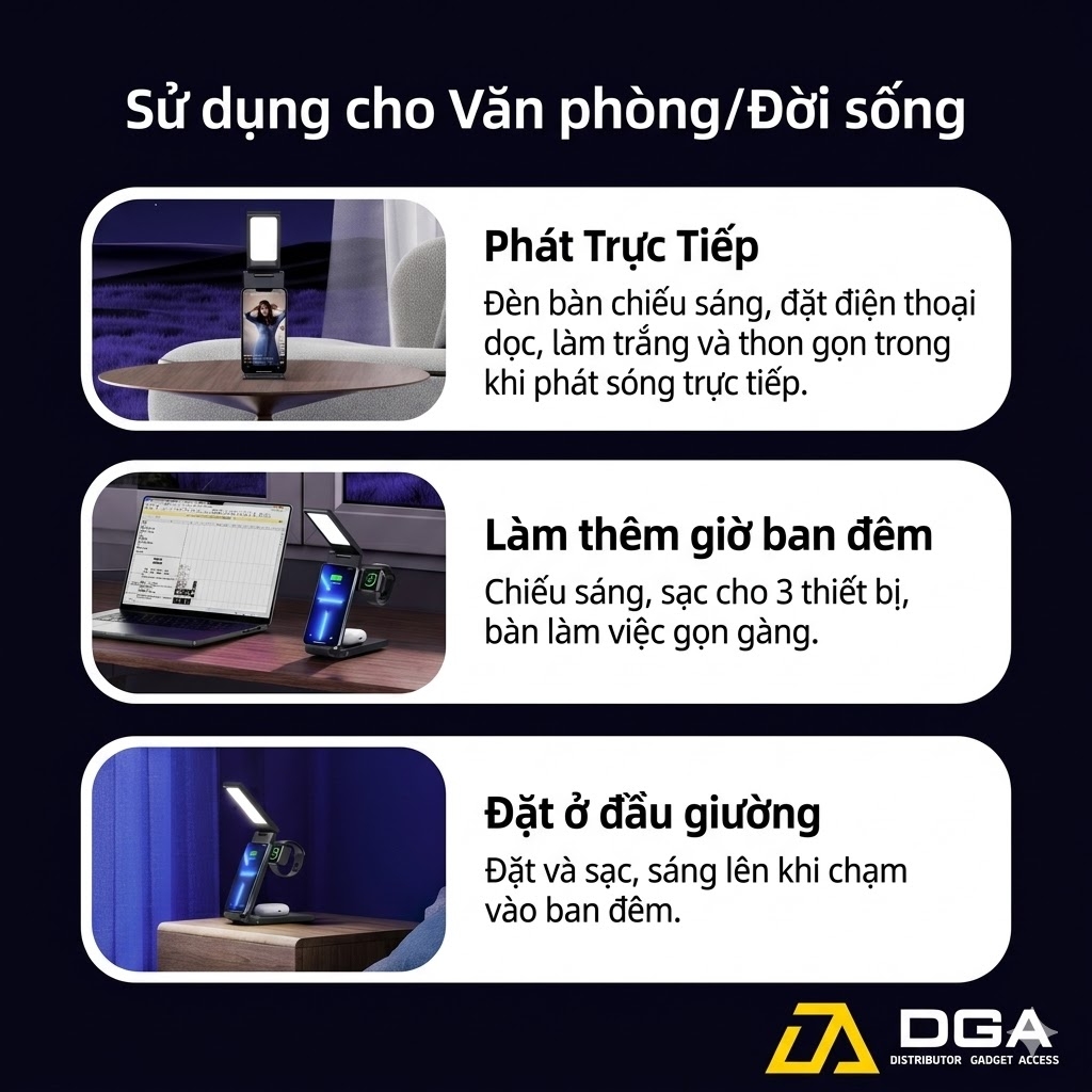 Đế sạc không dây USAMS CD181 15W 3in1