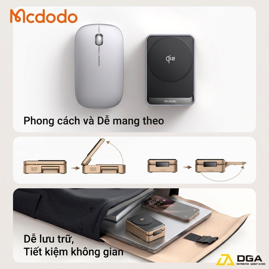 Đế Sạc Từ Tính Không Dây 3-in-1 MCDODO MagQ CH-519 15W (Qi2, Multiple Cooling Modules)