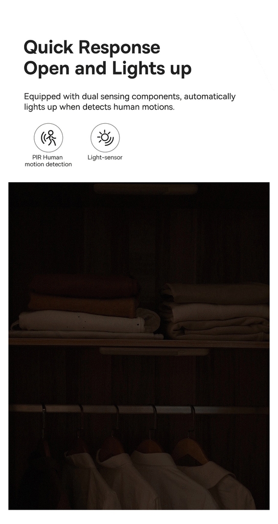 Đèn Cảm Ứng Thông Minh Baseus Sunshine Series PIR Motion Sensor Semiarc Wardrobe Light