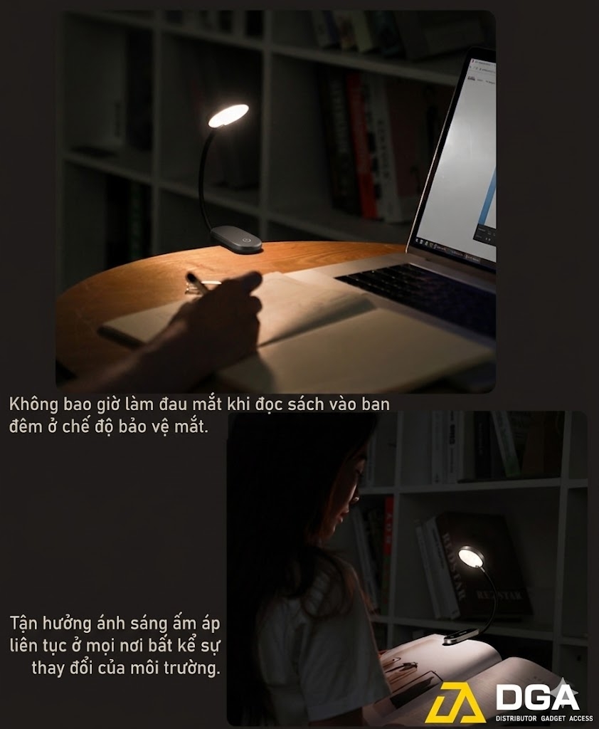 Đèn LED đọc sách kẹp bàn Baseus Comfort không dây cảm ứng pin sạc