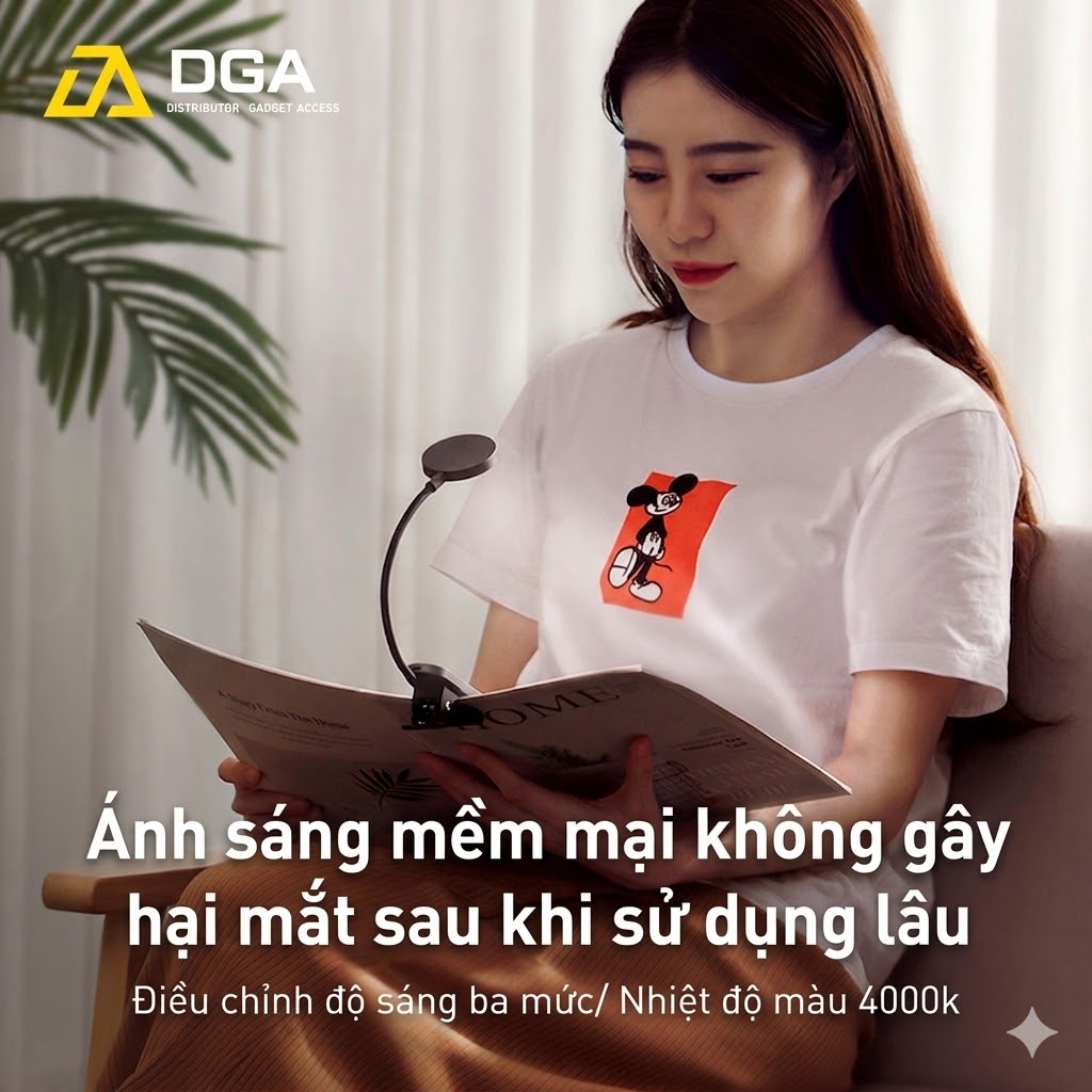 Đèn LED đọc sách kẹp bàn Baseus Comfort không dây cảm ứng pin sạc
