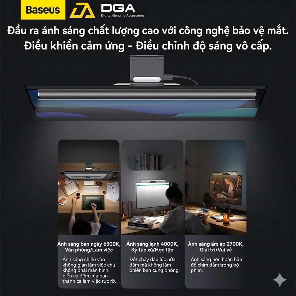 Đèn Treo Màn Hình Chống Chói Bảo Vệ Mắt Baseus i-wok2 Series USB Asymmetric Light Source Screen Hanging Light
