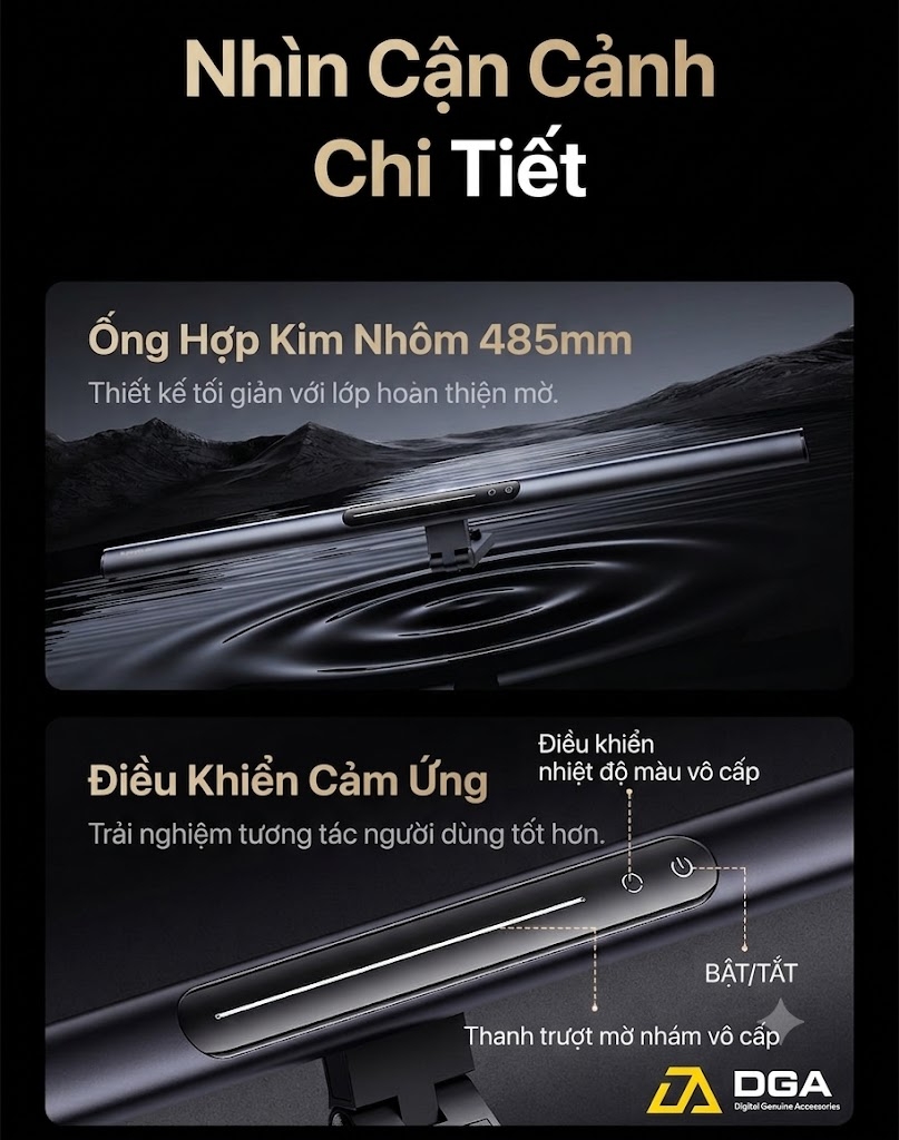 Đèn treo màn hình Baseus i-wok 3 Series Asymmetric Light Source Magnetic Screen Hanging Light (Ra > 95, i wok 3 Series)
