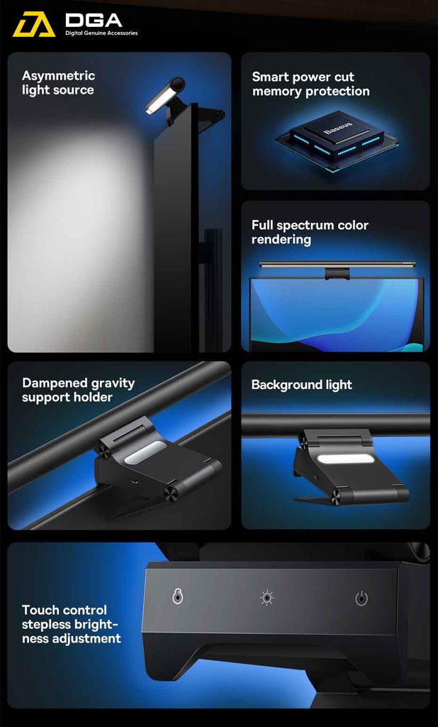 Đèn Treo Màn Hình Chống Chói Bảo Vệ Mắt Baseus i-wok2 Series USB Asymmetric Light Source Screen Hanging Light