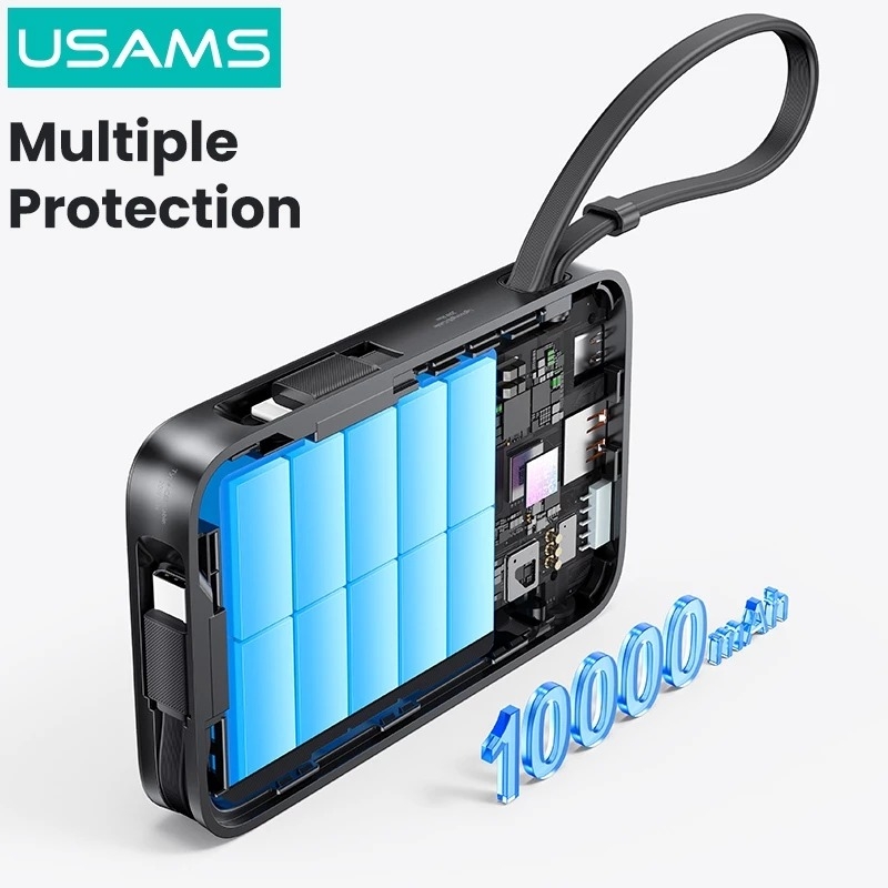 Pin sạc dự phòng USAMS CD228 20W Fast Charging Digital Display Power Bank With Type C+Lightning Cables - XR Series 10000mAh