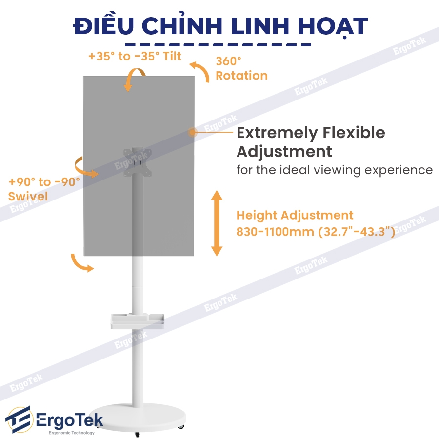 Giá Treo Tivi Di Động Ergotek E2190 (17-35 inch) - Xoay 360 độ