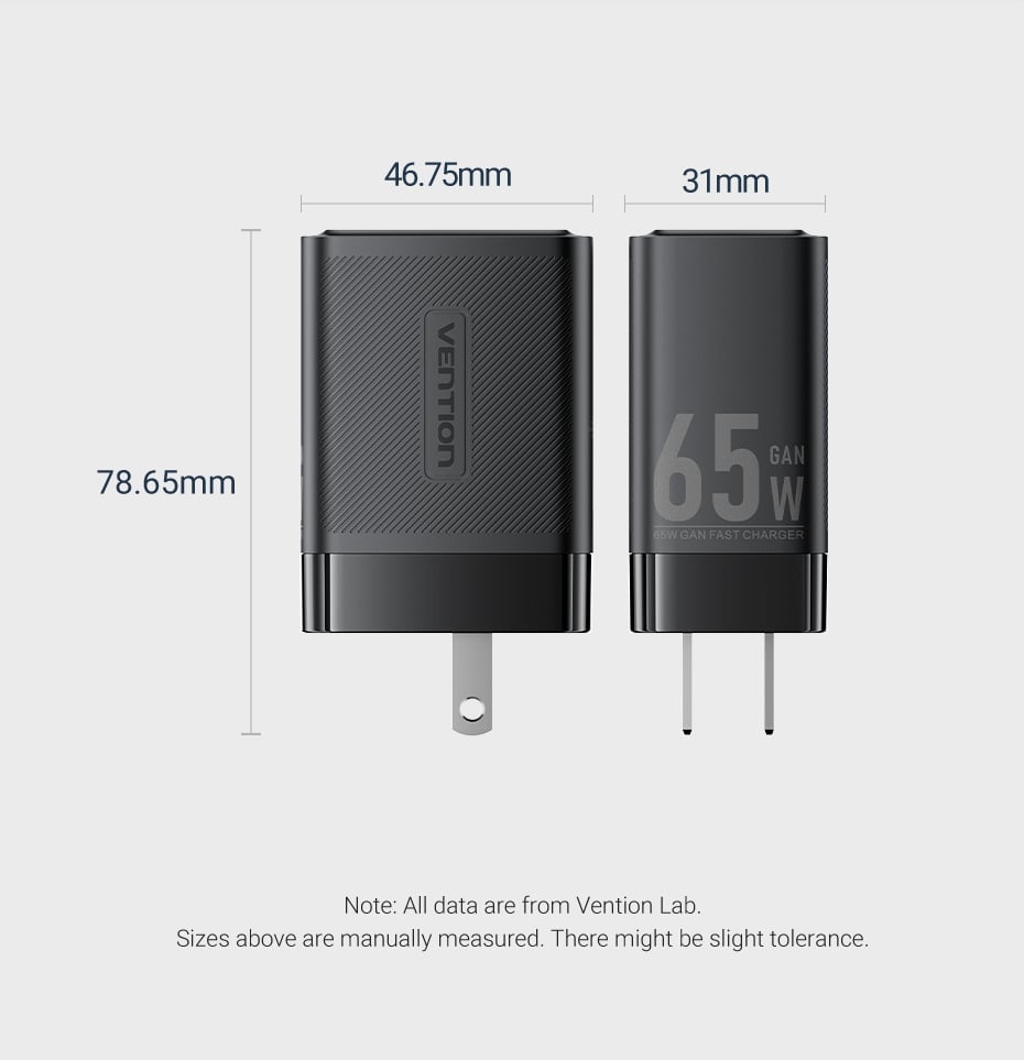 Củ Sạc Nhanh 2C+1A VENTION FER 65W (GaN III)