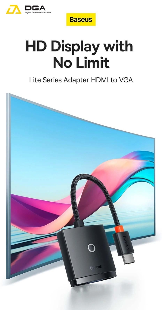 Hub Chuyển Đổi Kết Nối Baseus Lite Series Adapter HDMI to VGA