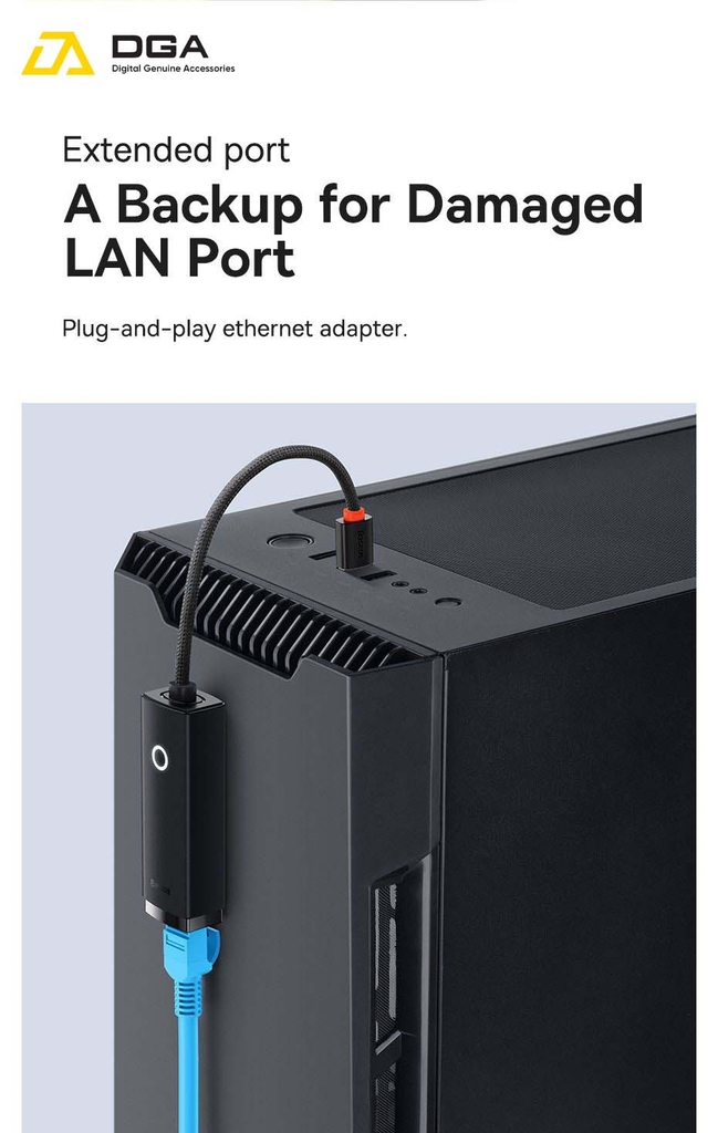 Hub Chuyển Đổi Kết Nối Baseus Lite Series Ethernet Adapter Type C to RJ45 LAN Port