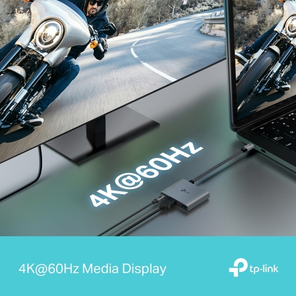 Hub Mở Rộng Đa Năng 3-in-1 TP-LINK UH3020C (Type-C to HDMI4K@60Hz + USB-A 3.0 5Gbps + 1*Type-C PD100W)