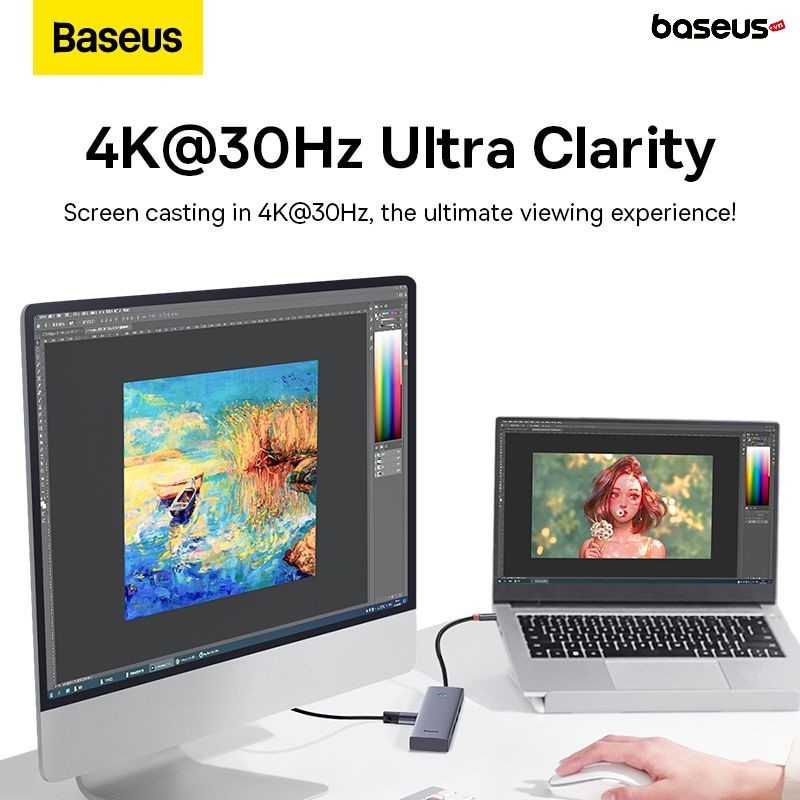 Baseus UltraJoy Series 5-Port HUB Docking Station Space Grey（Type-C to HDMI4K@30Hz*1+USB 3.0*3+PD*1)