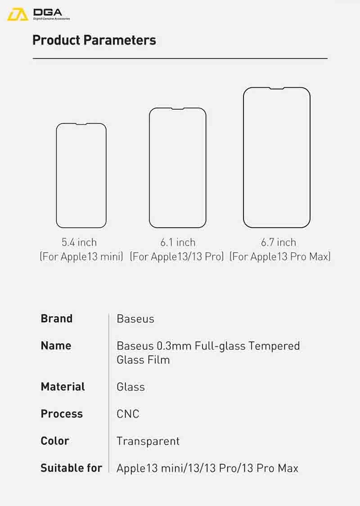 Kính cường lực 6 lớp chống trầy, siêu bền Baseus 0.3mm Full-glass Tempered Glass Film cho IPhone 13 series