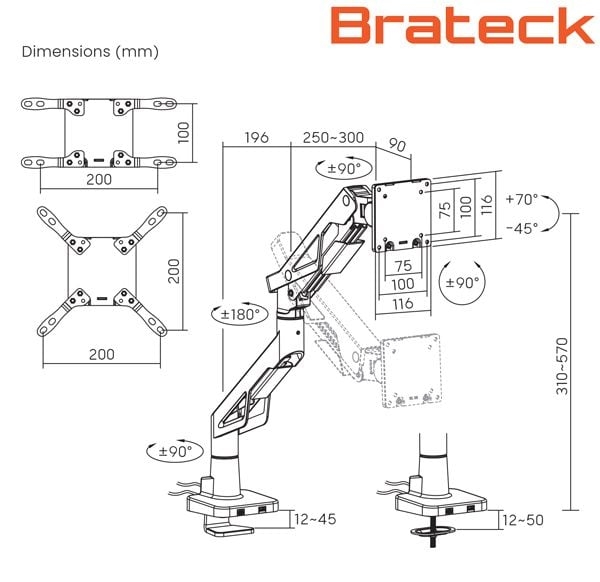 Giá treo màn hình Brateck LCD LDT95-C012UC (24-57inch)