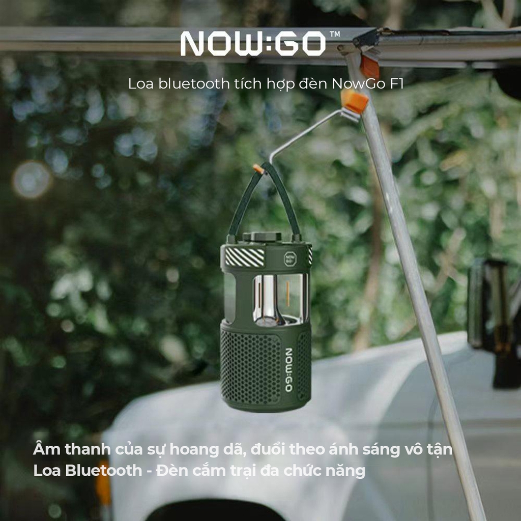 Loa Bluetooth NowGo F1 Camping Lamp Speaker 20W (Bluetooth 5.3, 11H, Loa tích hợp đèn Camping)