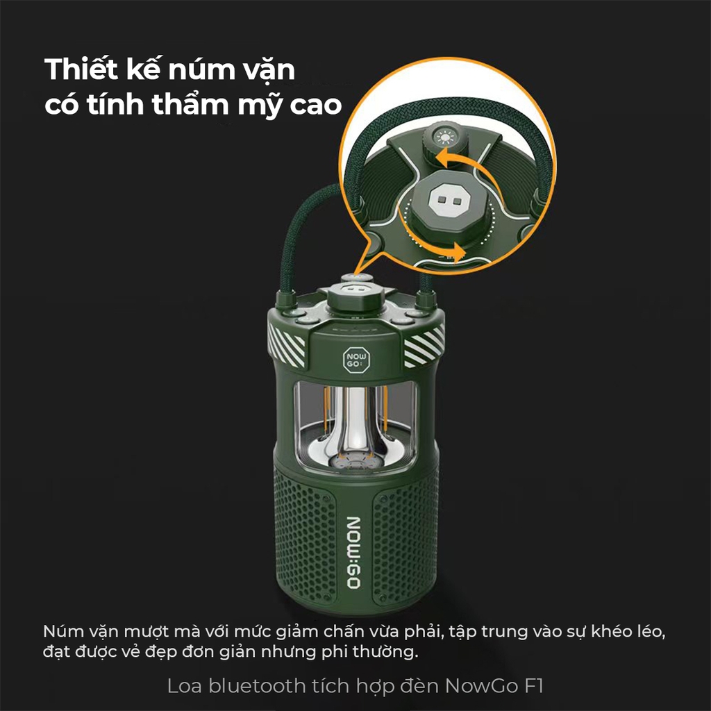 Loa Bluetooth NowGo F1 Camping Lamp Speaker 20W (Bluetooth 5.3, 11H, Loa tích hợp đèn Camping)