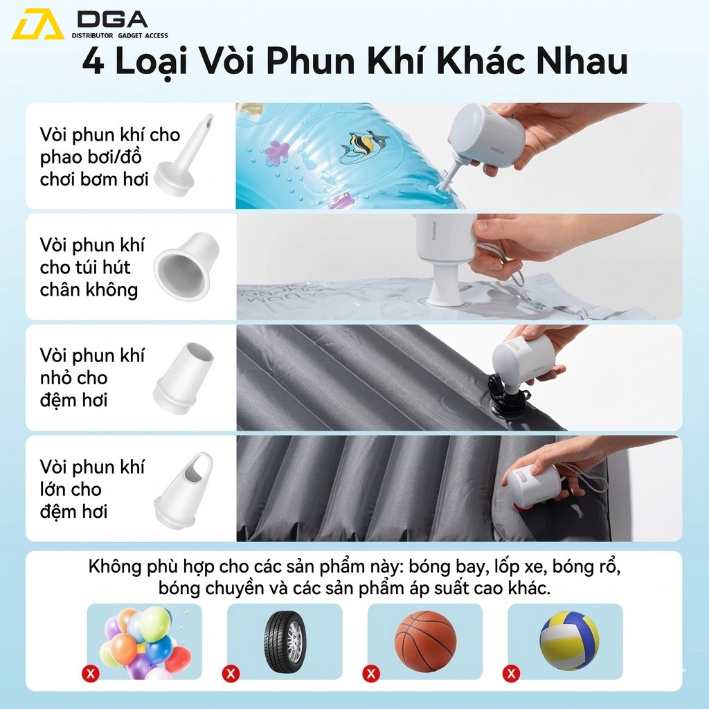 Máy Bơm Hơi Mini Kiêm Hút Chân Không Baseus PocketGo Portable (230L/min, 3500Pa)