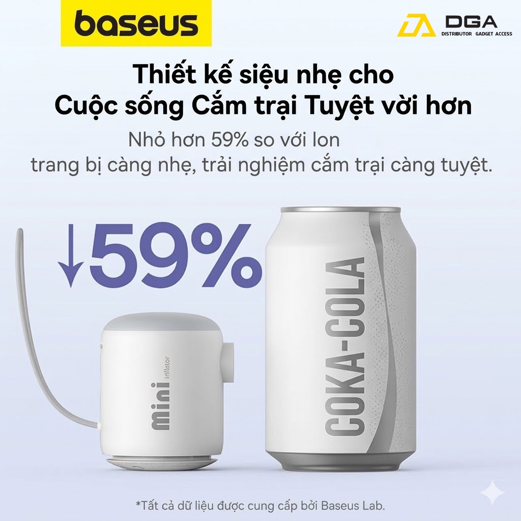 Máy Bơm Hơi Mini Kiêm Hút Chân Không Baseus PocketGo Portable (230L/min, 3500Pa)