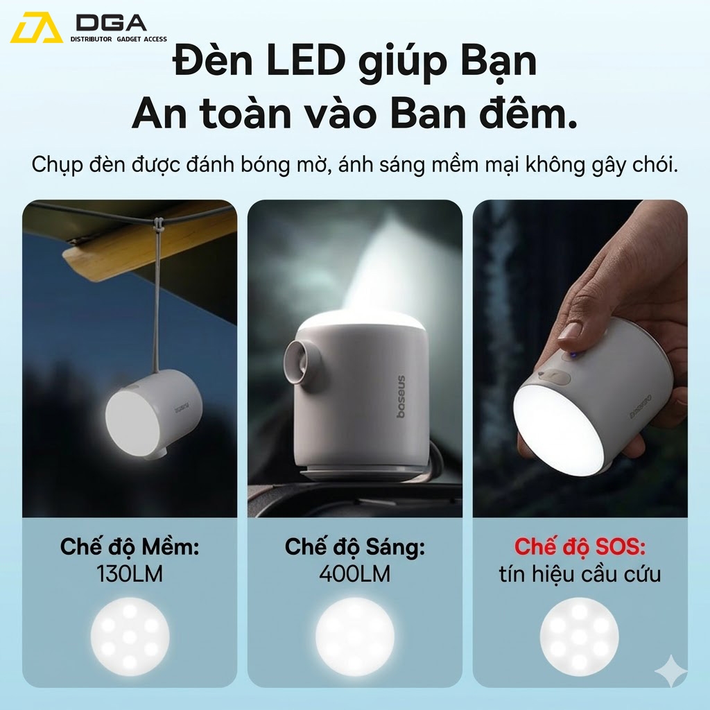Máy Bơm Hơi Mini Kiêm Hút Chân Không Baseus PocketGo Portable (230L/min, 3500Pa)