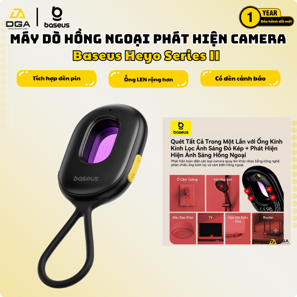 Máy Dò Hồng Ngoại Phát Hiện Camera Baseus Heyo Series II Camera Detector