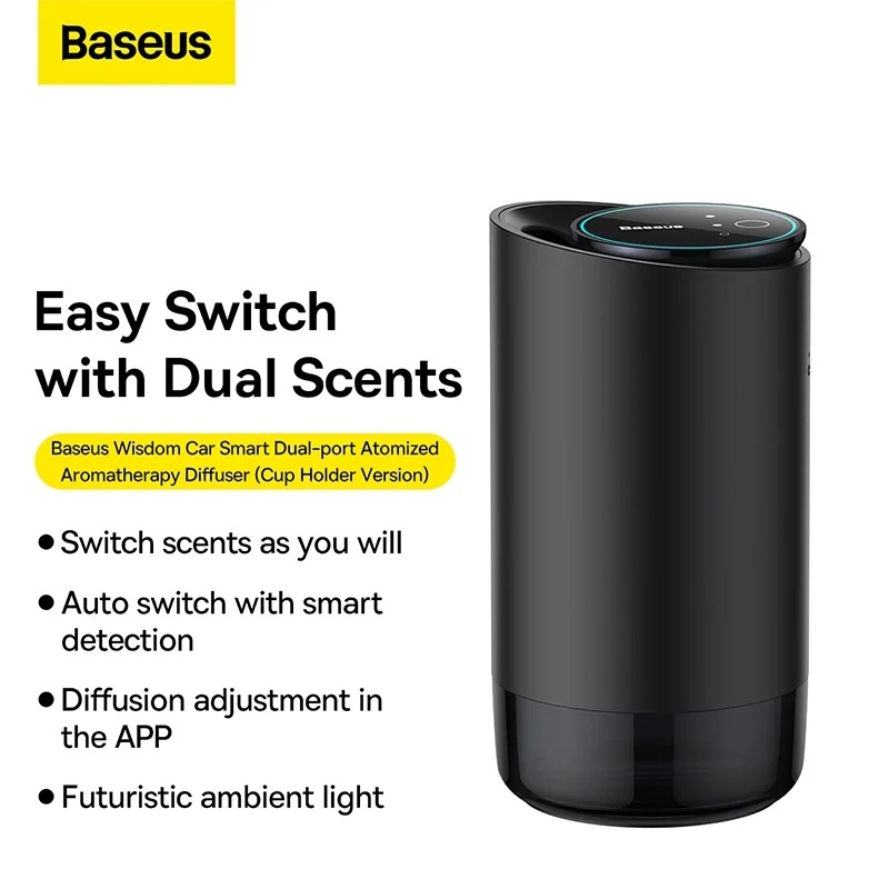 Máy Khuếch Tán Nước Hoa Khô Baseus Wisdom Car Smart Dual-port Atomized Aromatherapy Diffuser