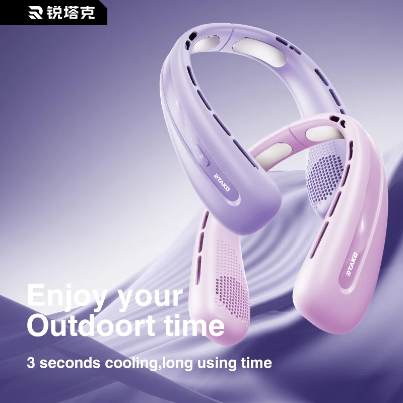 Quạt mini đeo cổ RTAKO N03 Wide Ice Ring Hanging Neck Fan 3600mah (3-Gear)