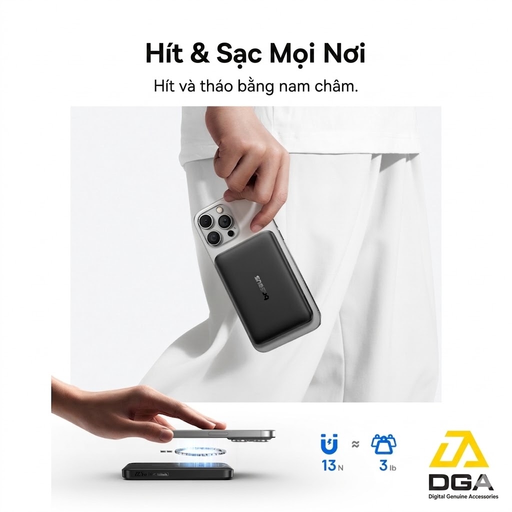 Pin Dự Phòng Không Dây Baseus EnerFill FM12 Qi2 10000mAh 22.5W (Sạc Không Dây Qi2 15W)