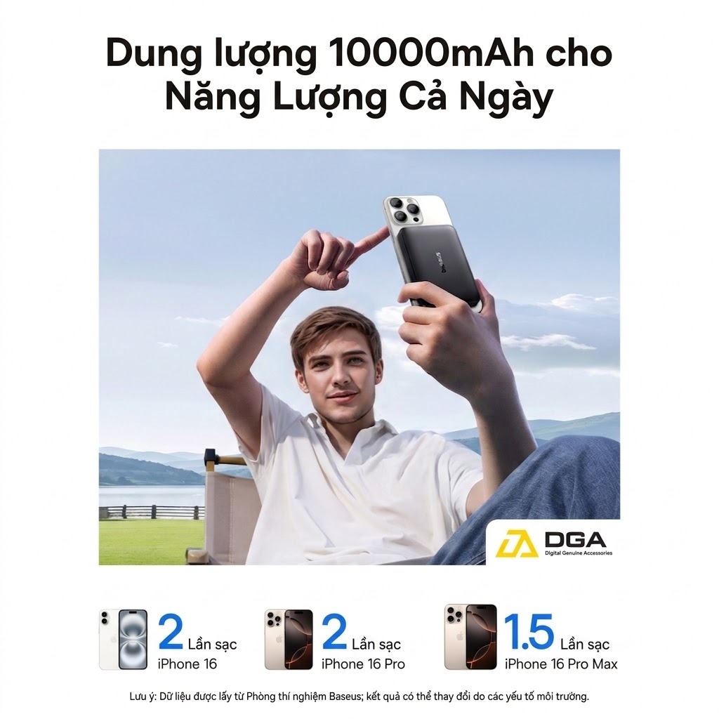 Pin Dự Phòng Không Dây Baseus EnerFill FM12 Qi2 10000mAh 22.5W (Sạc Không Dây Qi2 15W)