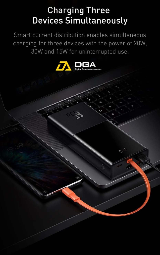 Pin sạc dự phòng 65W 20000mAh công suất cao Baseus Elf Digital Display Fast Charging Power Bank