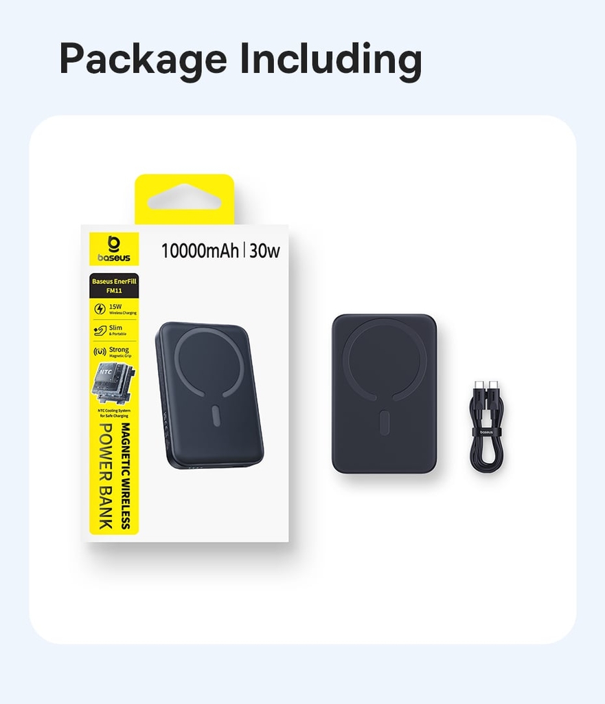Pin Dự Phòng Không Dây Baseus EnerFill FM11 10000mAh 30W (1*Type-C port, NTC Cooling System, 15W Wireless Charging)