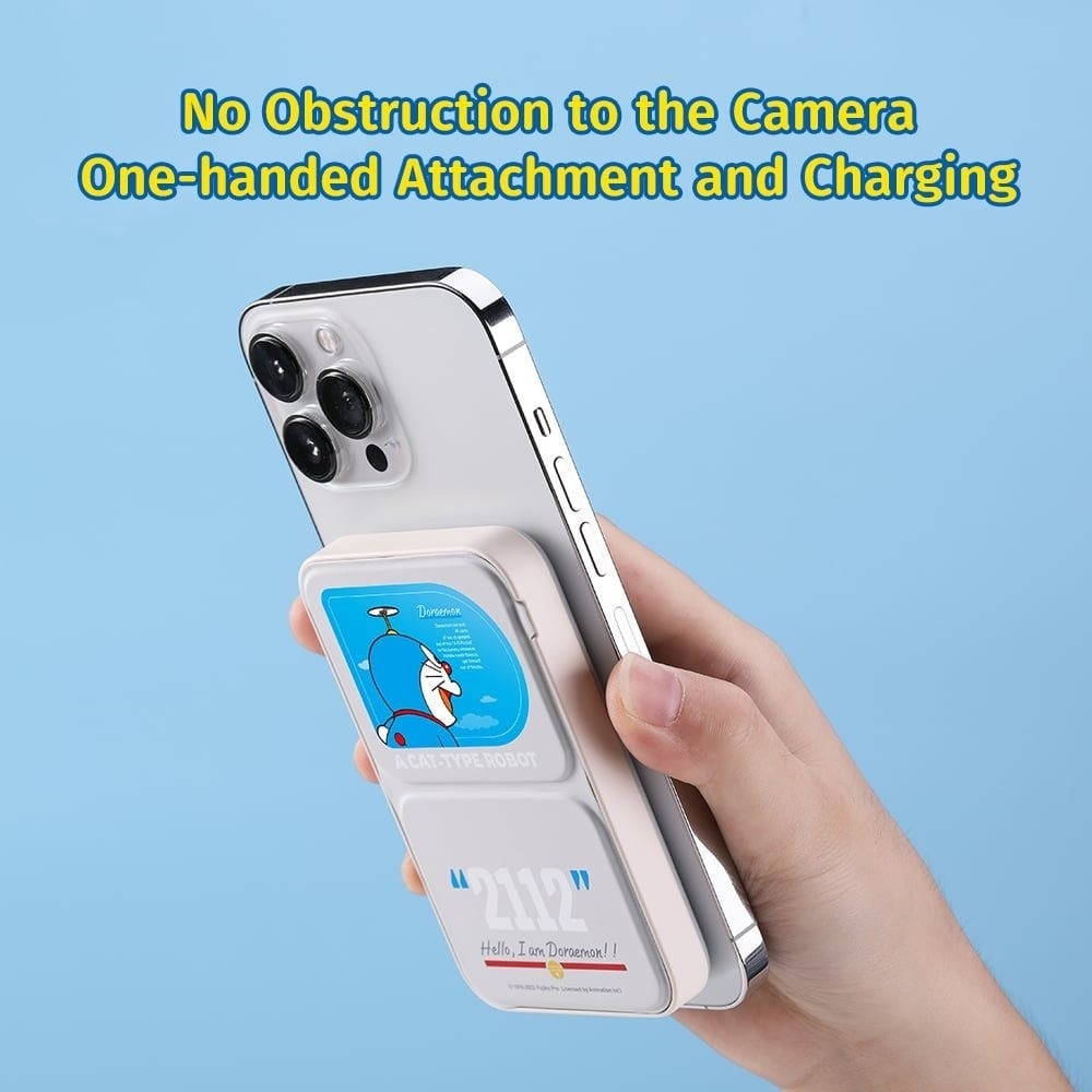 Pin Dự Phòng Không Dây ROCK SPACE Doraemon P83 Magnetic Holder Wireless Charging (5000mAh, Tích Hợp MagSafe, Doraemon Authentic Licensed)
