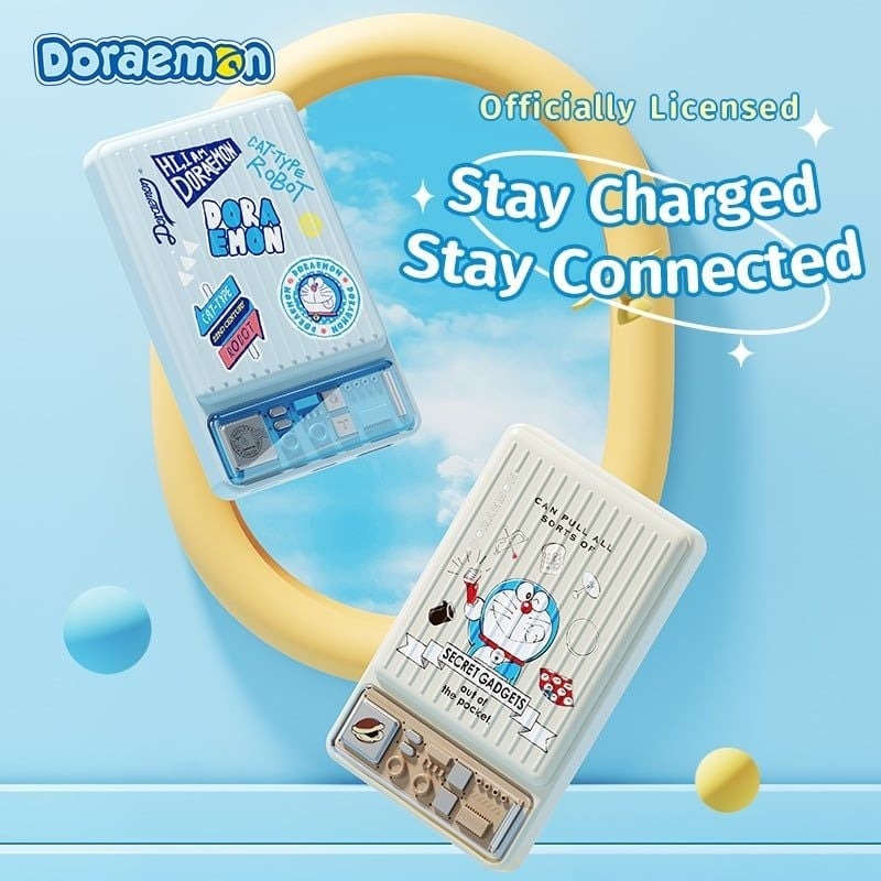 Pin Dự Phòng Không Dây ROCK SPACE Doraemon P92 Dual PD20W Travel Series (10000mAh, Tích Hợp MagSafe, Doraemon Authentic Licensed)